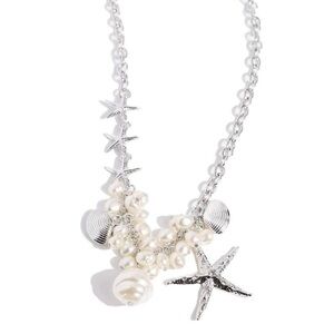 Silver Starfish Shell & Pearl Necklace